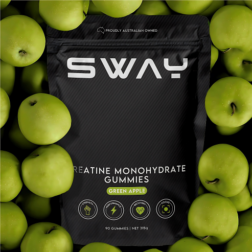 Creatine Monohydrate Gummies - 315g, Boost Muscle Strength (90 Gummies, Green Apple Flavour)